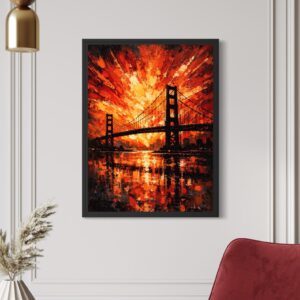 tableau golden gate encadré décoration salon contemporain