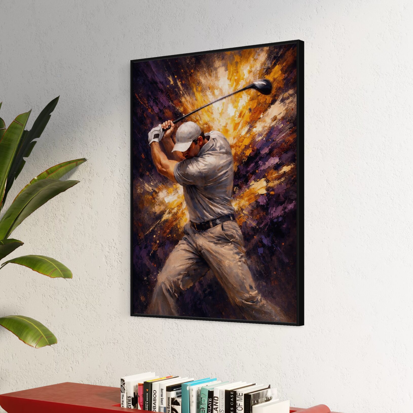 Tableau Golden Swing – Art golf contemporain tableau golf contemporain golden swing encadre premium moderne