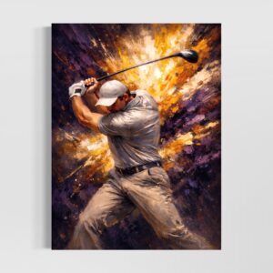 tableau golf golden swing art sportif contemporain peinture expressive