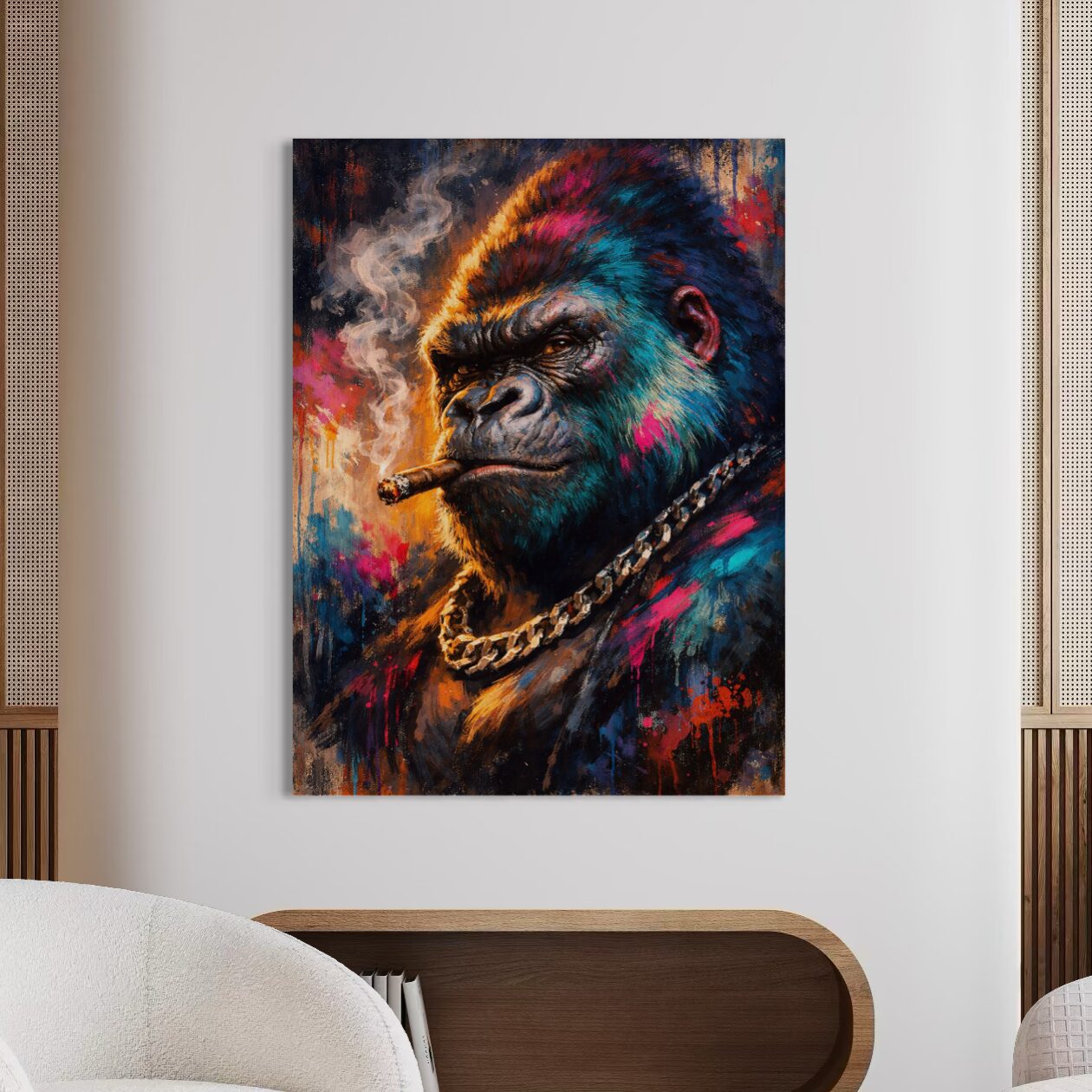 Tableau Gorille Alpha – Art urbain moderne et puissance animale tableau gorille alpha street art moderne animal urbain graffiti contemporain décoration murale