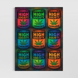 tableau high society cannabis pop art contemporain neon spektra