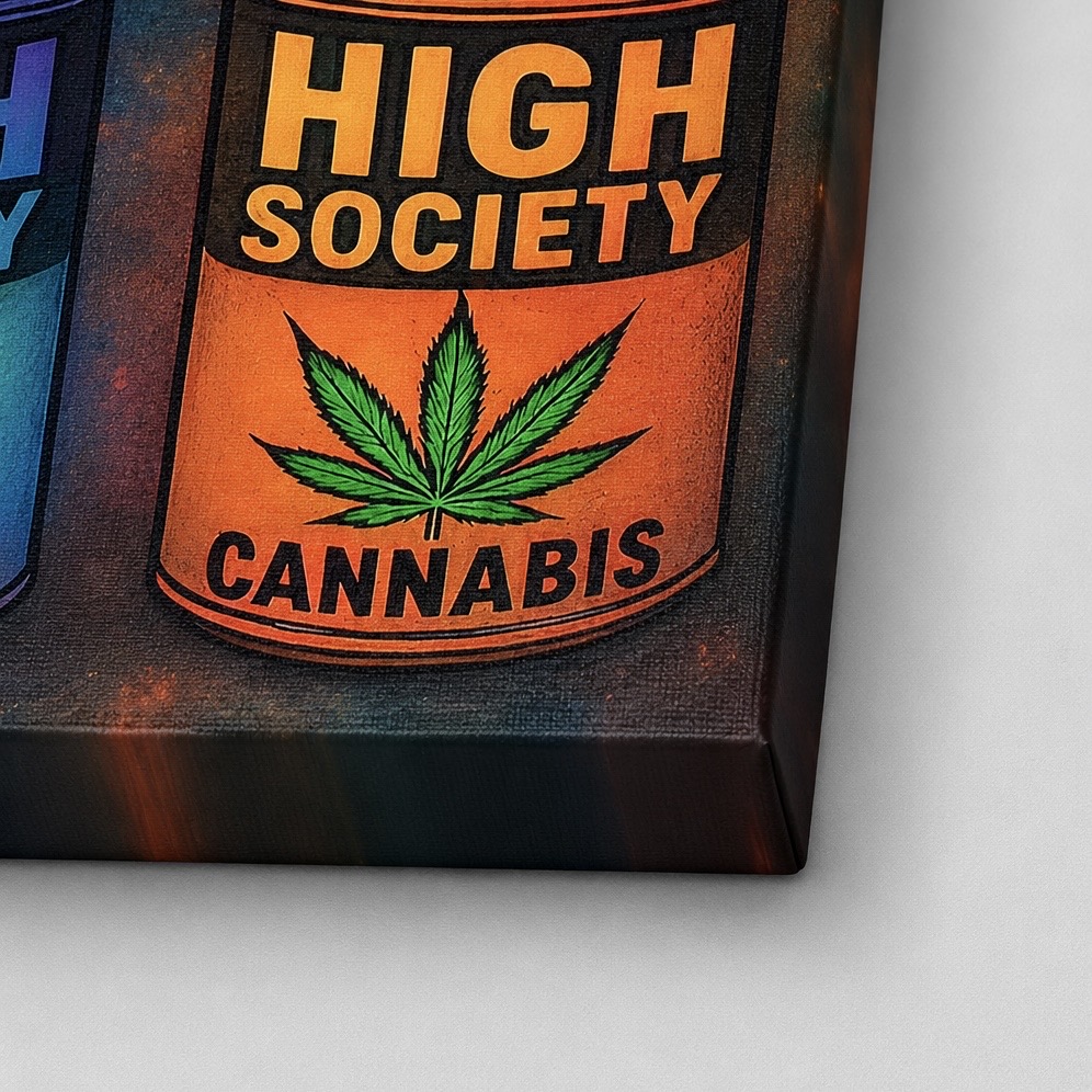 Tableau High Society – Cannabis Pop Art tableau high society cannabis pop art neon décoration murale moderne spektra