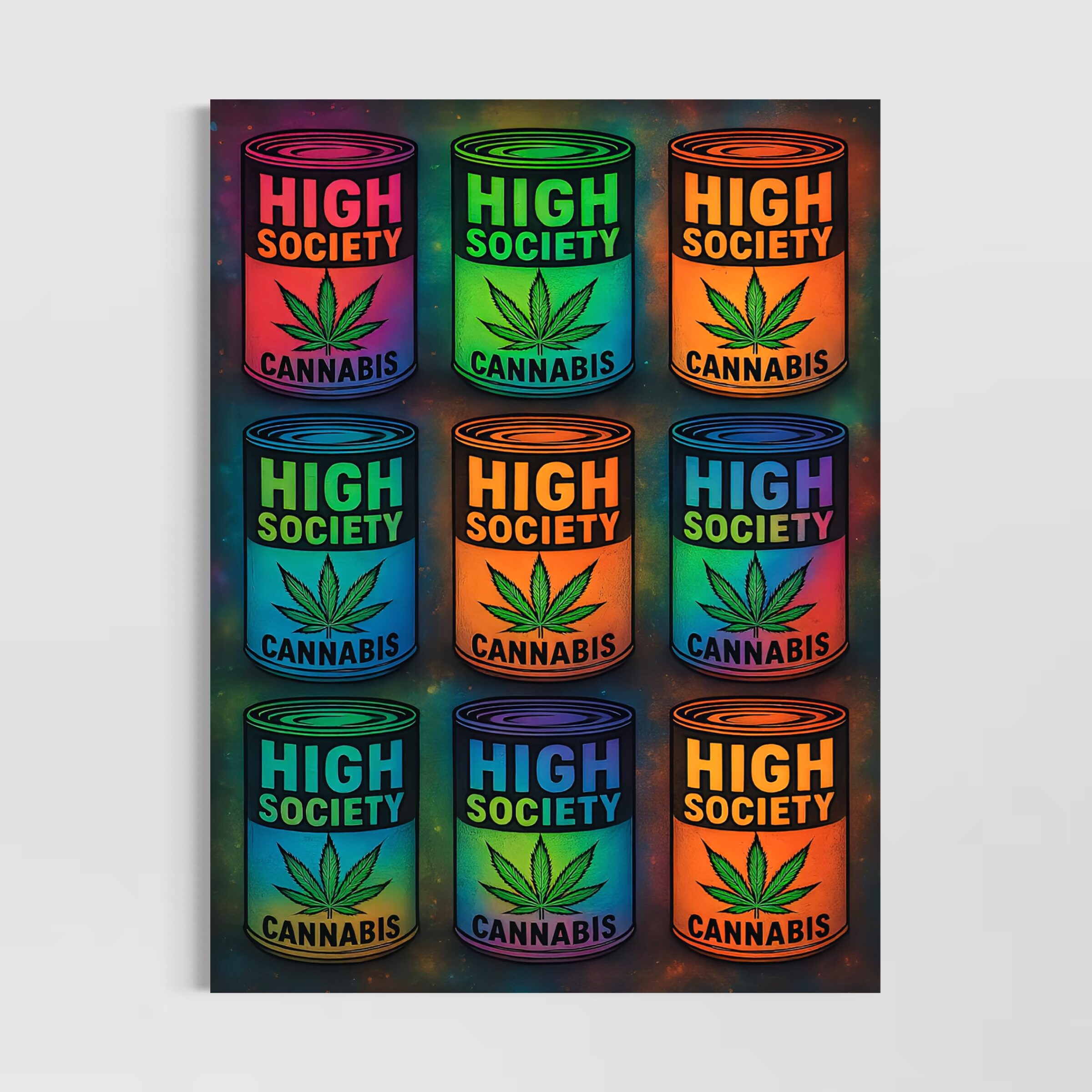 Tableau High Society – Cannabis Pop Art tableau high society cannabis pop art contemporain neon spektra