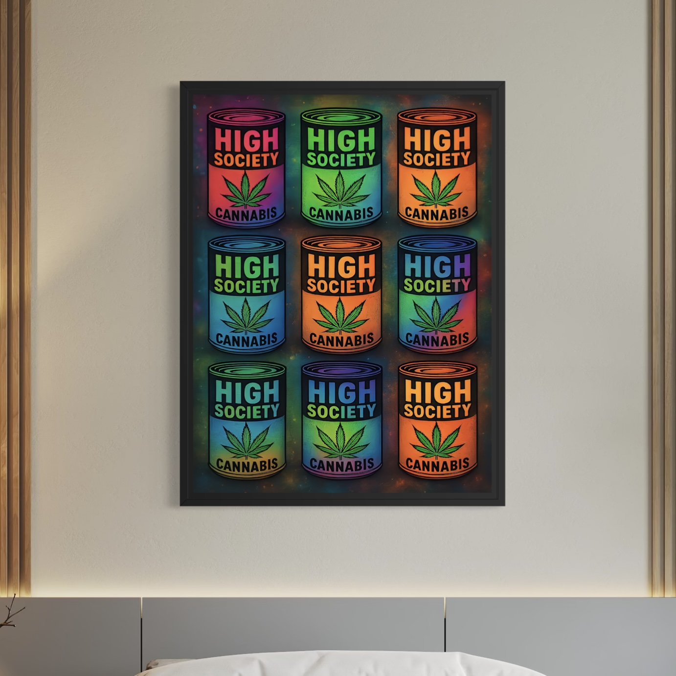 Tableau High Society – Cannabis Pop Art tableau high society cannabis street pop art neon moderne spektra