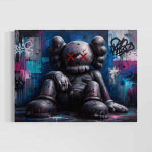 tableau street art contemporain représentant une icône urbaine sombre et artistique