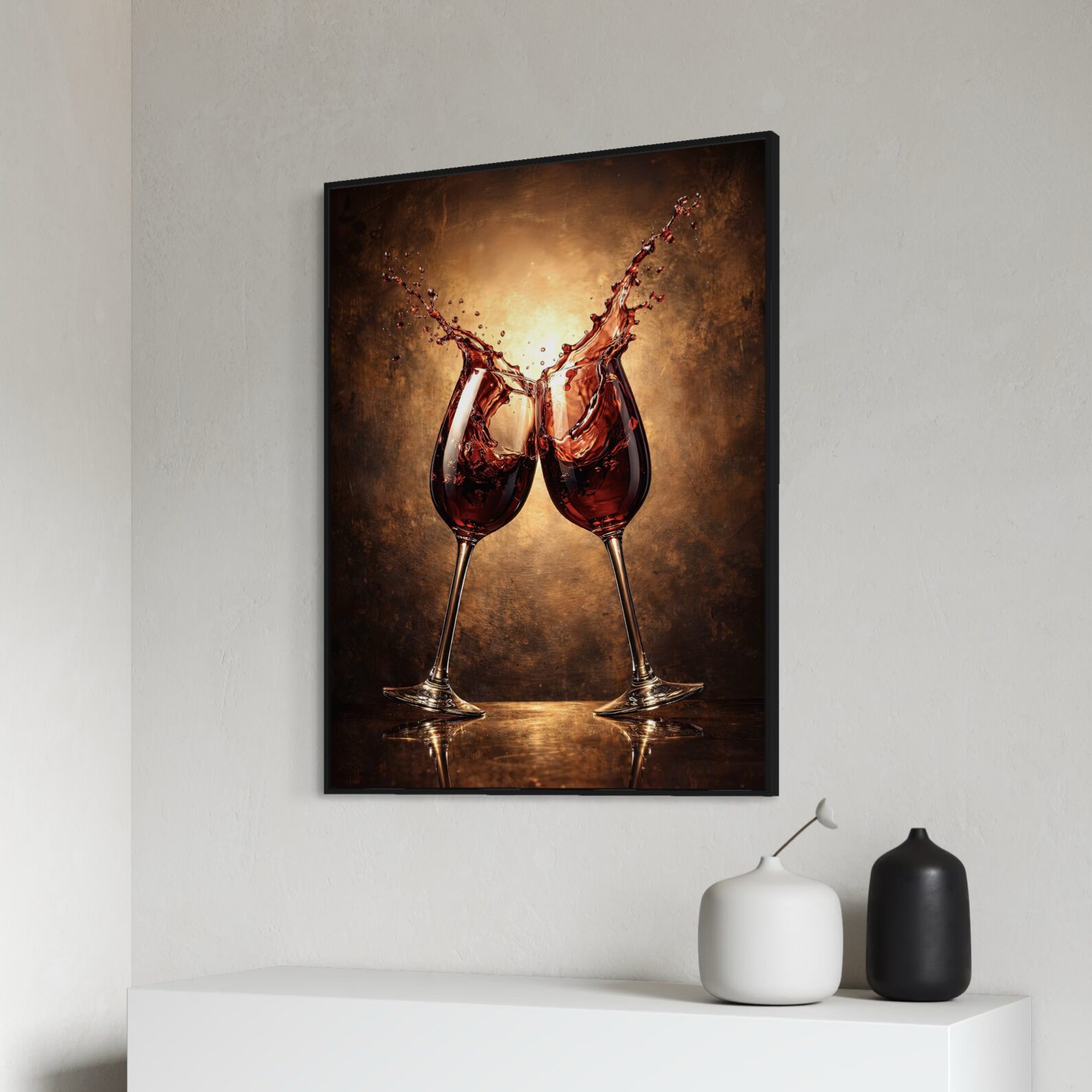 tableau verres vin rouge décoration chic moderne art mural élégant contemporain