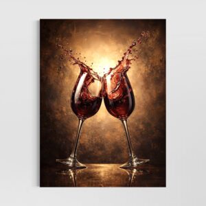 tableau verres vin rouge élégance luxe décoration murale moderne art contemporain gastronomique