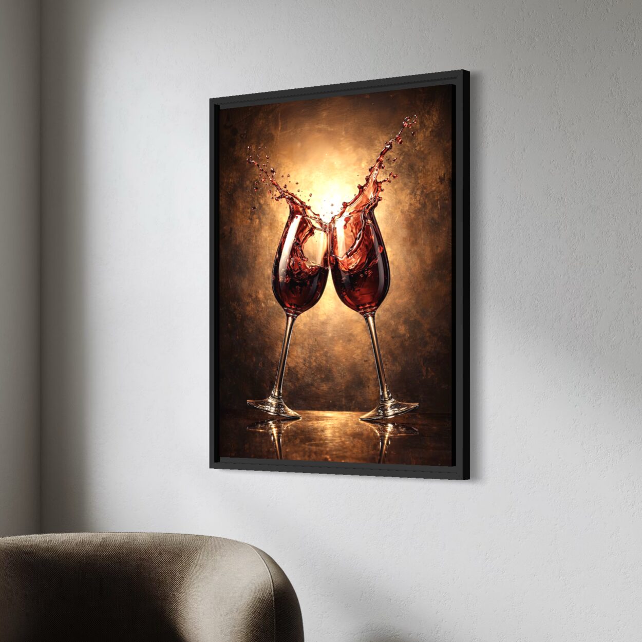 tableau verres vin rouge luxe moderne décoration murale élégante ambiance raffinée