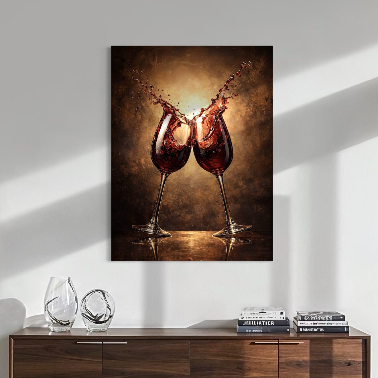 tableau verres vin rouge moderne décoration murale élégante ambiance chic contemporaine