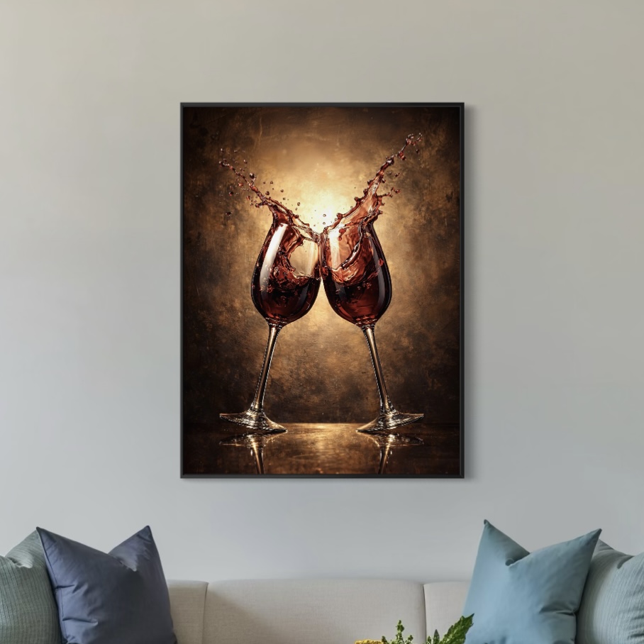 tableau verres vin rouge salon moderne décoration murale chic élégante contemporaine