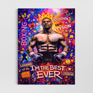 tableau mike tyson pop art boxe street art champion décoration murale colorée