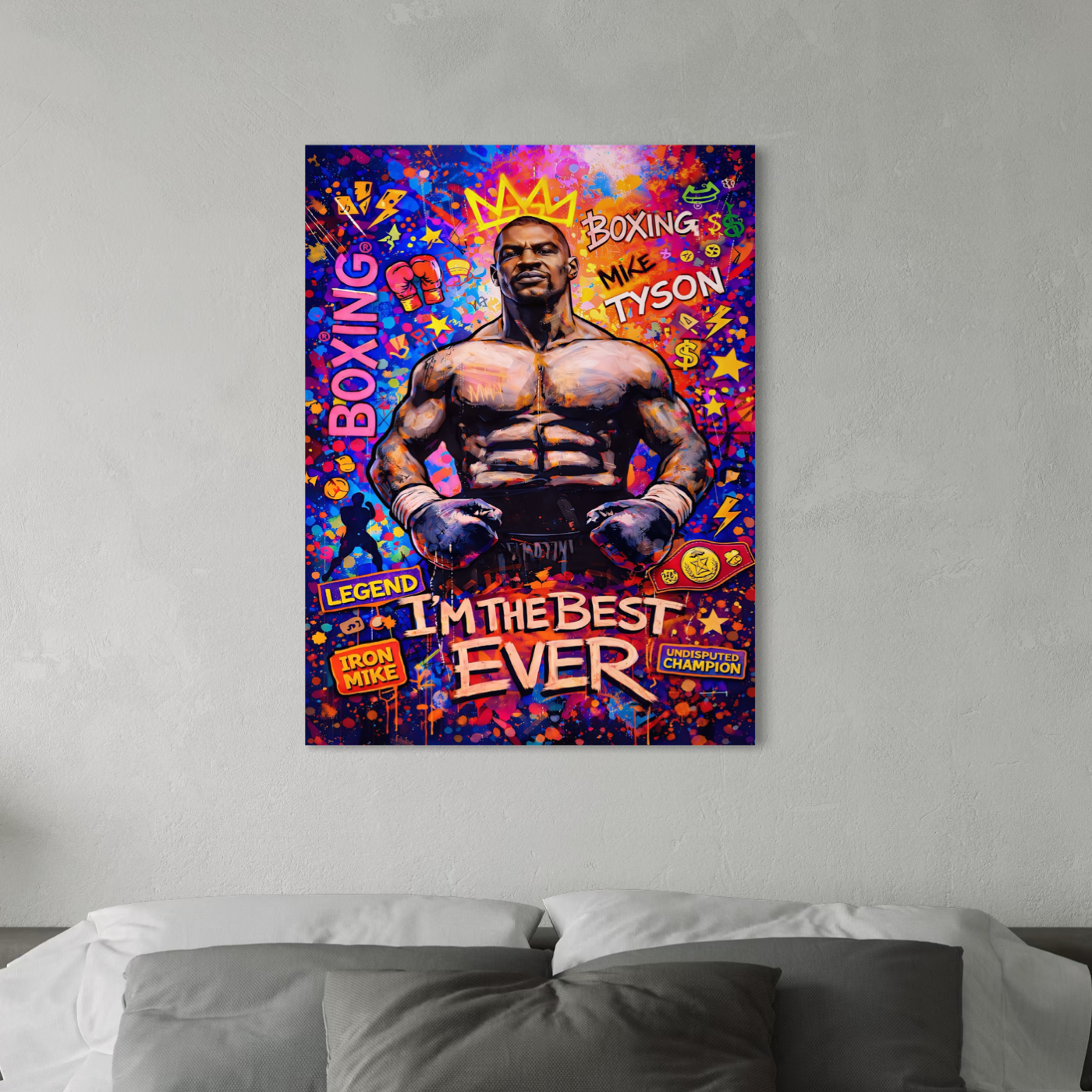 tableau mike tyson street art boxe champion pop art décoration murale colorée