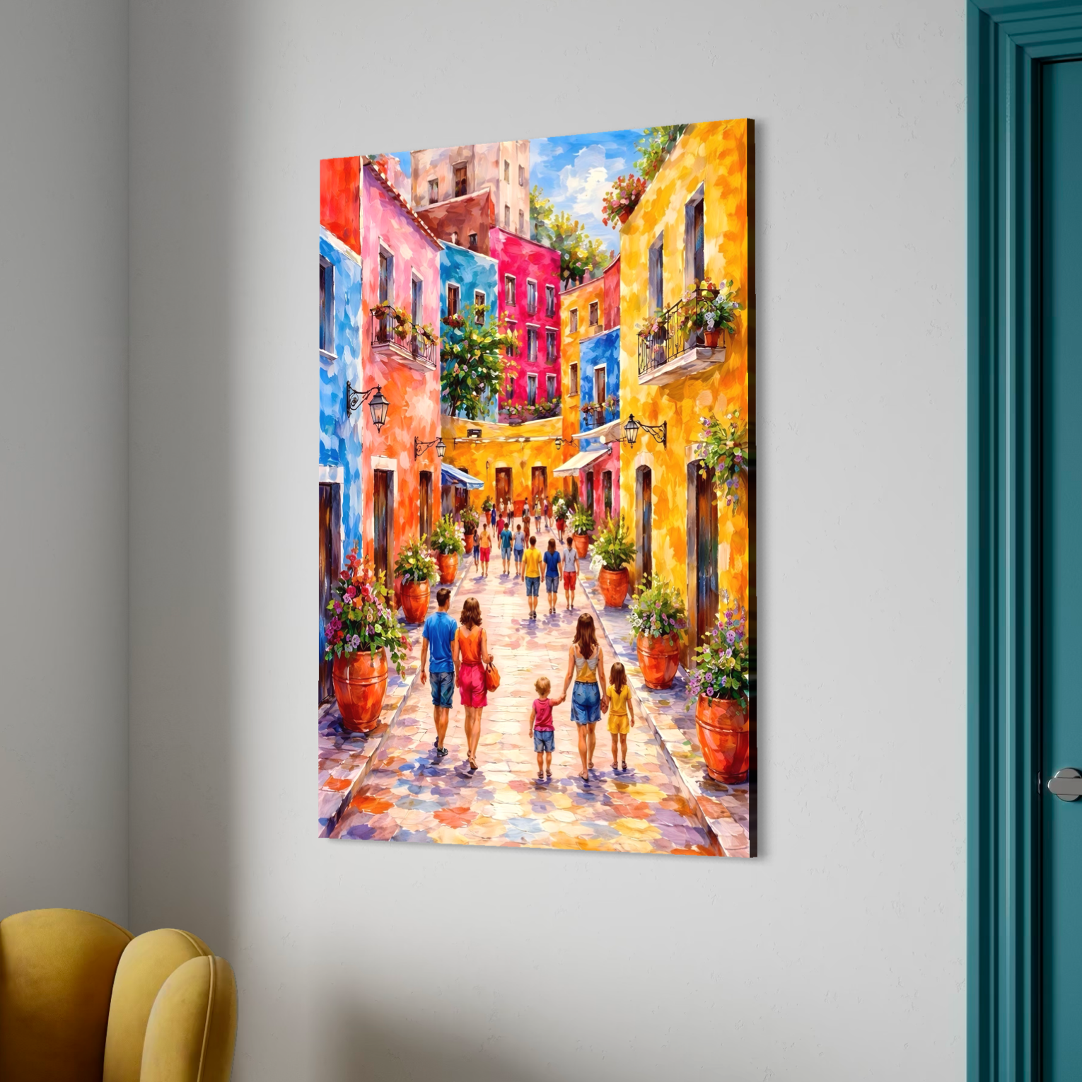 tableau la dolce vita dans un salon contemporain moderne et coloré