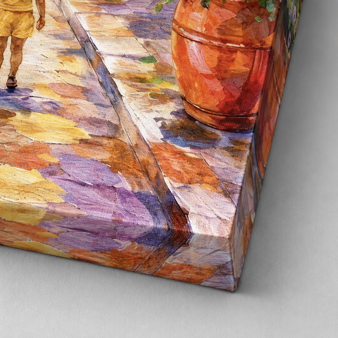 gros plan sur la texture et les couleurs du tableau la dolce vita