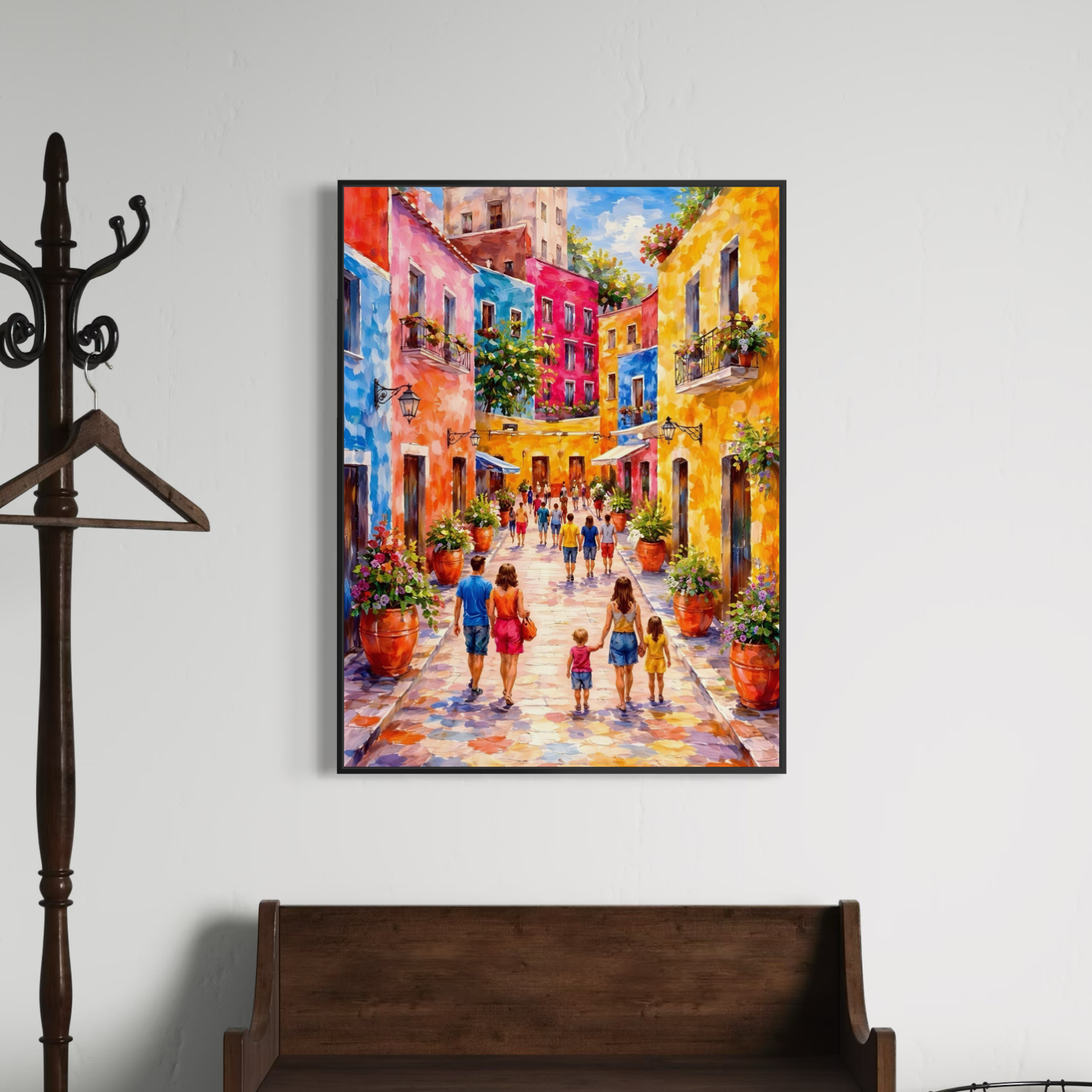 tableau la dolce vita encadré dans un intérieur classique lumineux