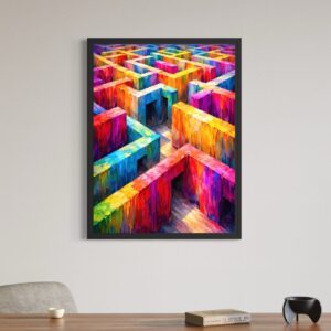 tableau labyrinthe abstrait colore moderne vertige labyrinthique mural