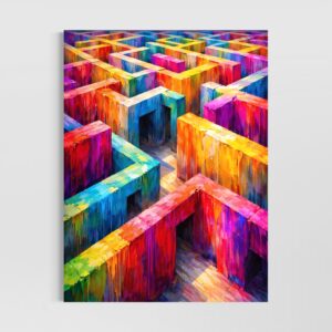 tableau labyrinthe abstrait colore art contemporain vertige labyrinthique