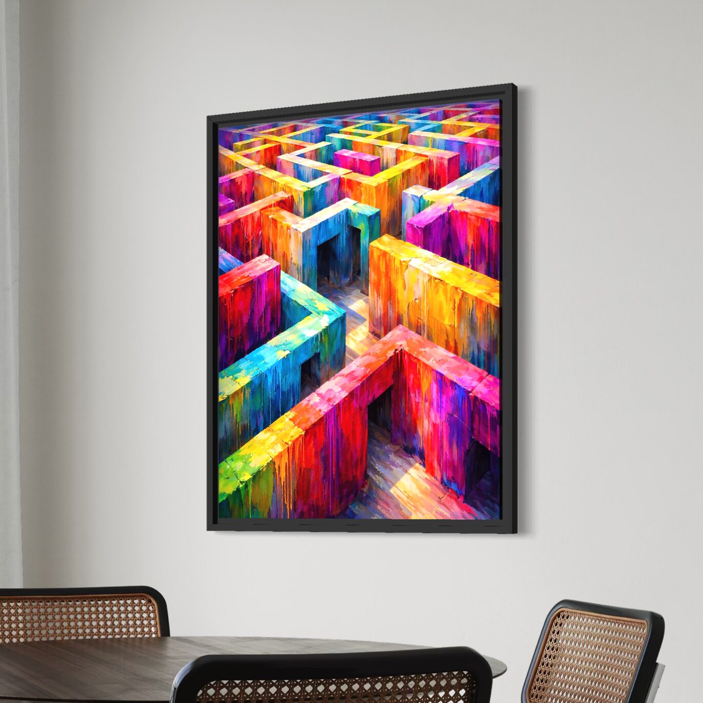 Tableau labyrinthique abstrait – Vertige Labyrinthique tableau labyrinthe geometrique colore abstrait vertige labyrinthique premium