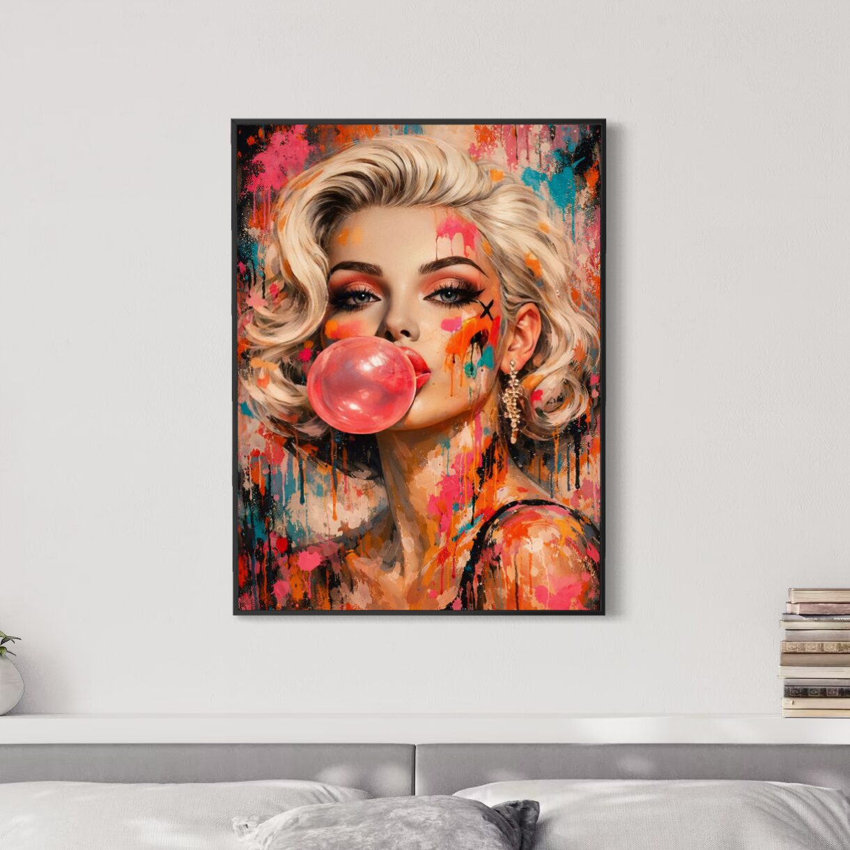Tableau Marilyn Monroe Bubble Glam – Pop art glamour contemporain tableau marilyn monroe pop art glamour contemporain portrait femme chewing gum décoration murale moderne artistique