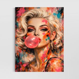 Accueil tableau marilyn monroe pop art moderne portrait glamour chewing gum street art contemporain décoration murale colorée