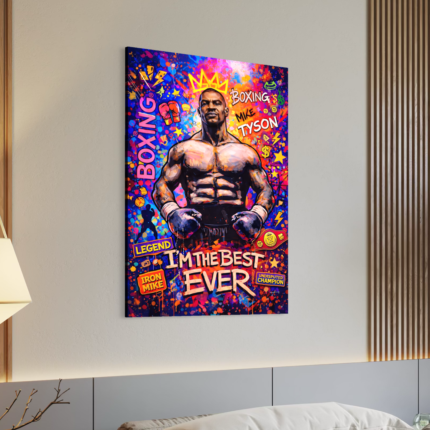 tableau mike tyson pop art boxe street art champion décoration murale moderne colorée