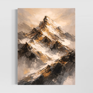 tableau montagne moderne abstrait ascension dorée paysage texture relief