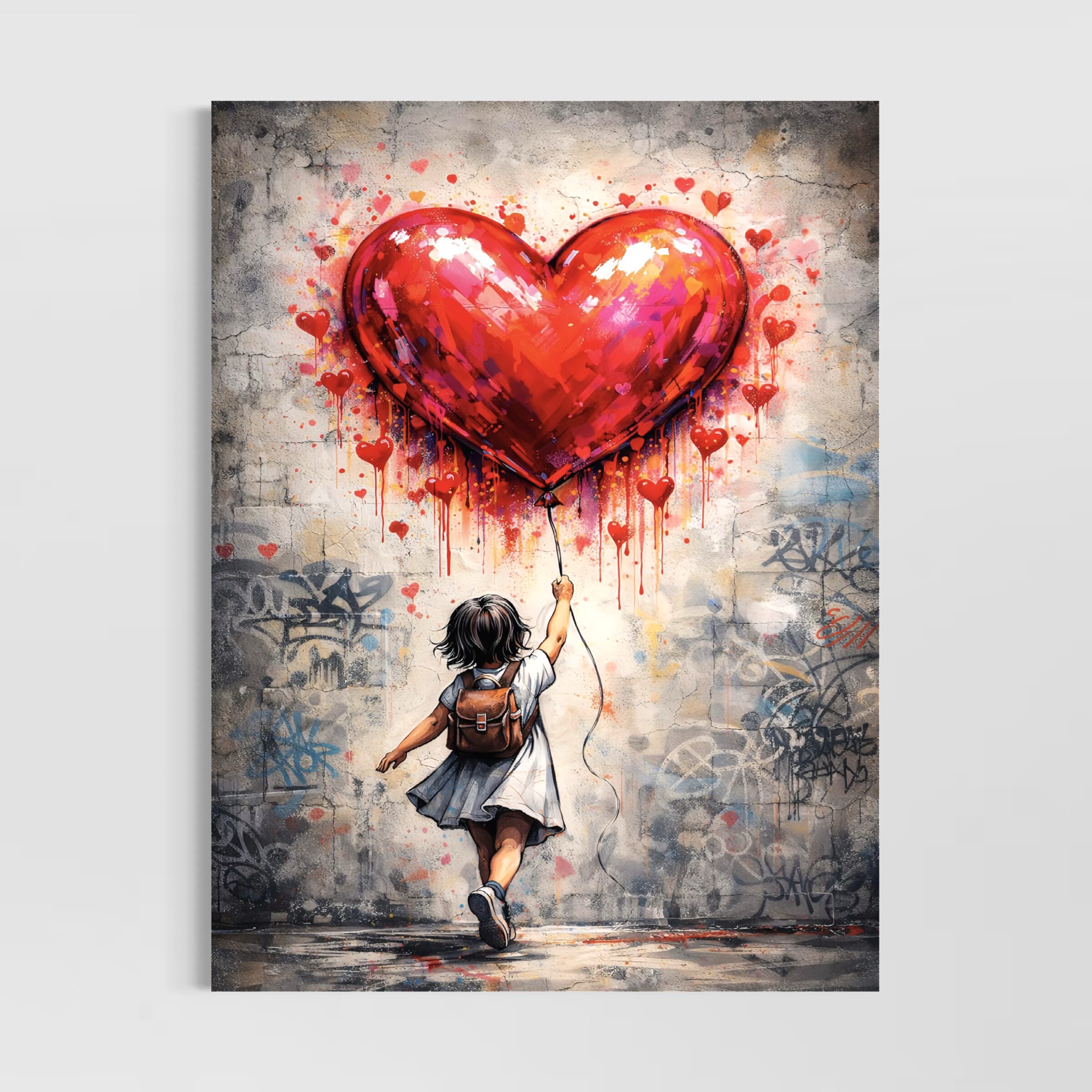 Tableau Street Art Cœur – Murmure du Cœur tableau cœur street art amour graffiti moderne ballon rouge décoration murale artistique