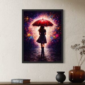 Accueil tableau parapluie rouge femme art mural contemporain décoration moderne spektra