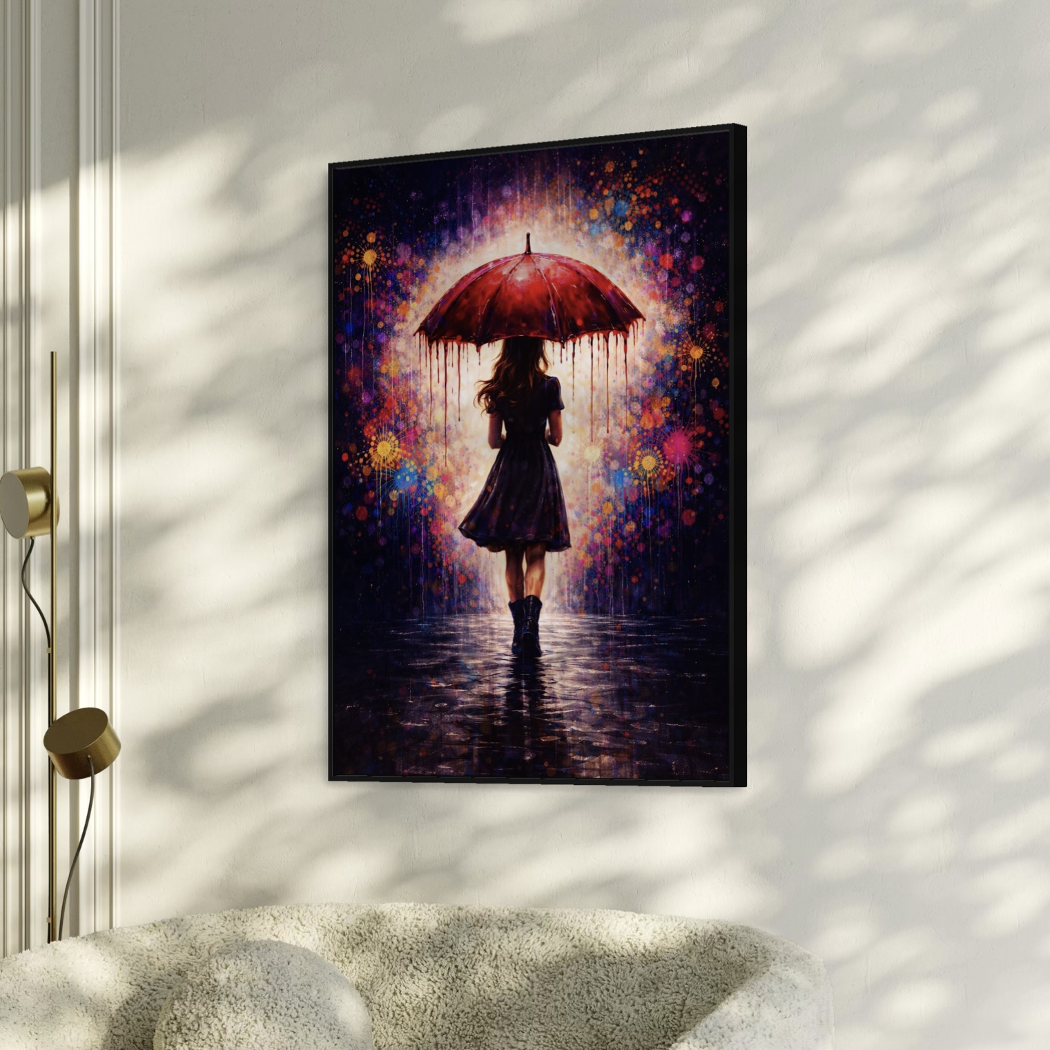 Tableau Parapluie Rouge – Art Contemporain Coloré tableau parapluie rouge décoration moderne art contemporain mural spektra