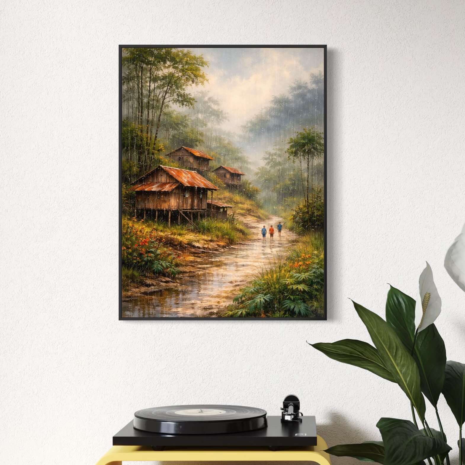 Tableau Paysage Asiatique – Lueur d’Asie tableau paysage asiatique rivière village tropical décoration zen
