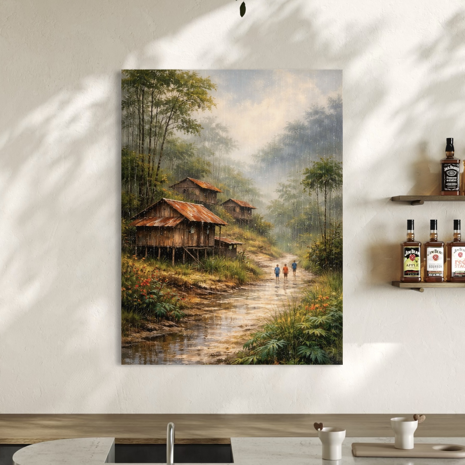 Tableau Paysage Asiatique – Lueur d’Asie tableau paysage asie village rivière nature décoration murale zen