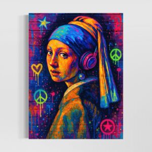 Accueil tableau jeune fille a la perle street art pop art contemporain femme moderne spektra