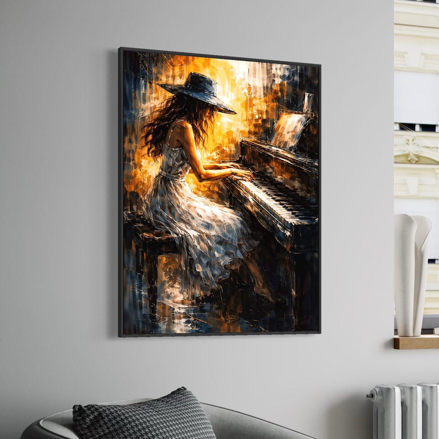 Tableau Piano Bohème – Bohème Melody tableau pianiste bohème piano art contemporain décoration murale musicale