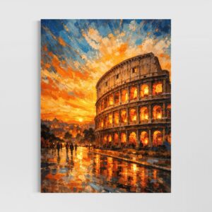 tableau colisée rome coucher de soleil peinture contemporaine spektra gallery