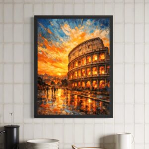 tableau colisée rome coucher de soleil art contemporain spektra