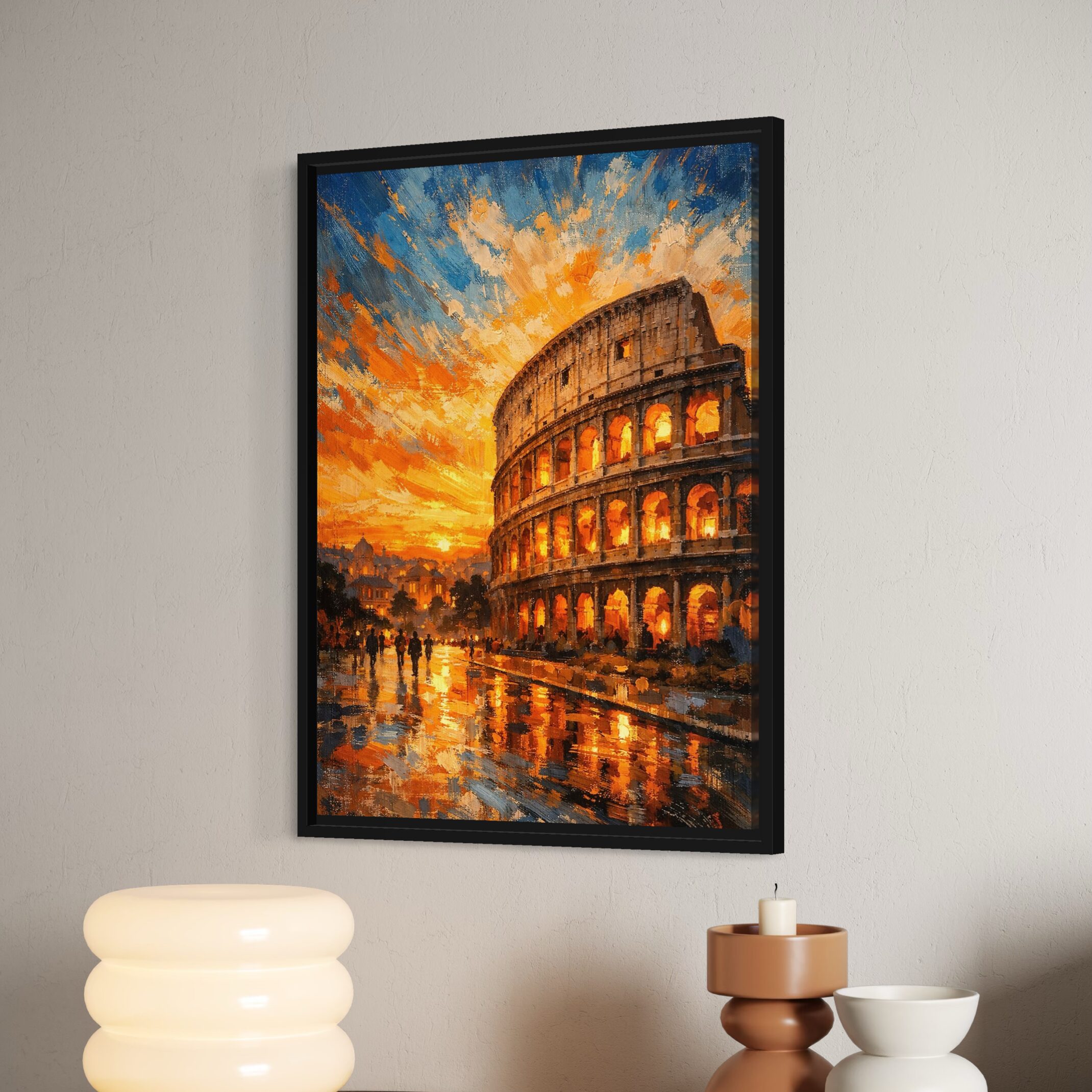 Tableau Rome Contemporaine – Roma Aeterna tableau colisée rome coucher soleil peinture contemporaine spektra