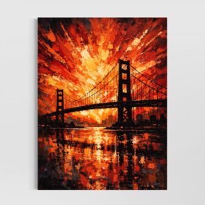 tableau san francisco golden gate coucher soleil art contemporain