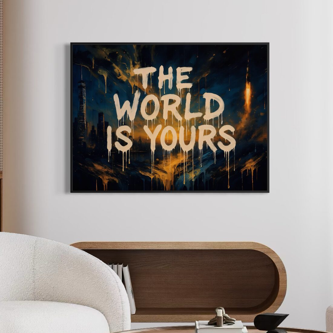 Tableau The World Is Yours – Street art moderne et inspiration urbaine tableau the world is yours décoration murale street art moderne graffiti urbain contemporain