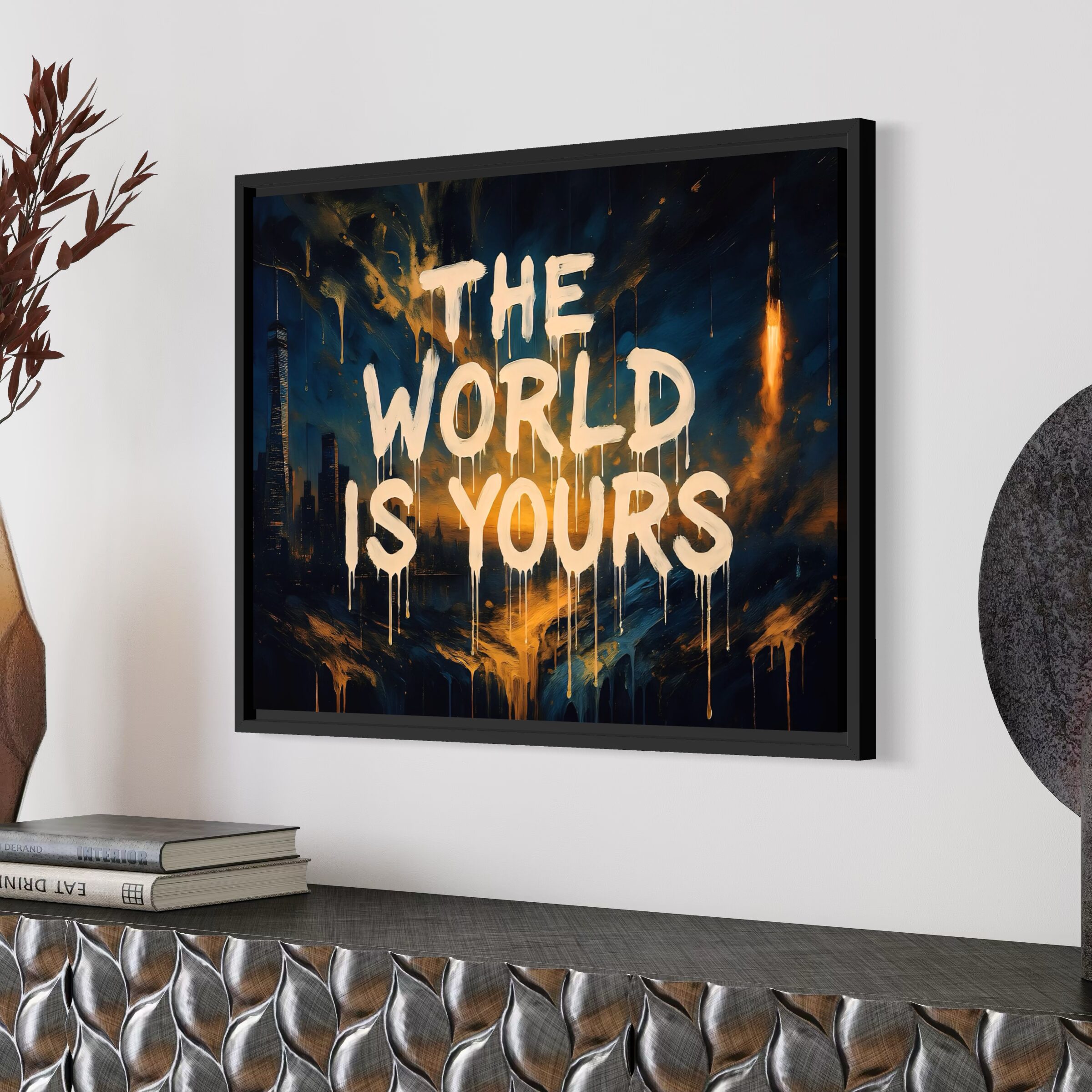 Tableau The World Is Yours – Street art moderne et inspiration urbaine tableau the world is yours graffiti moderne décoration murale urbaine street art contemporain