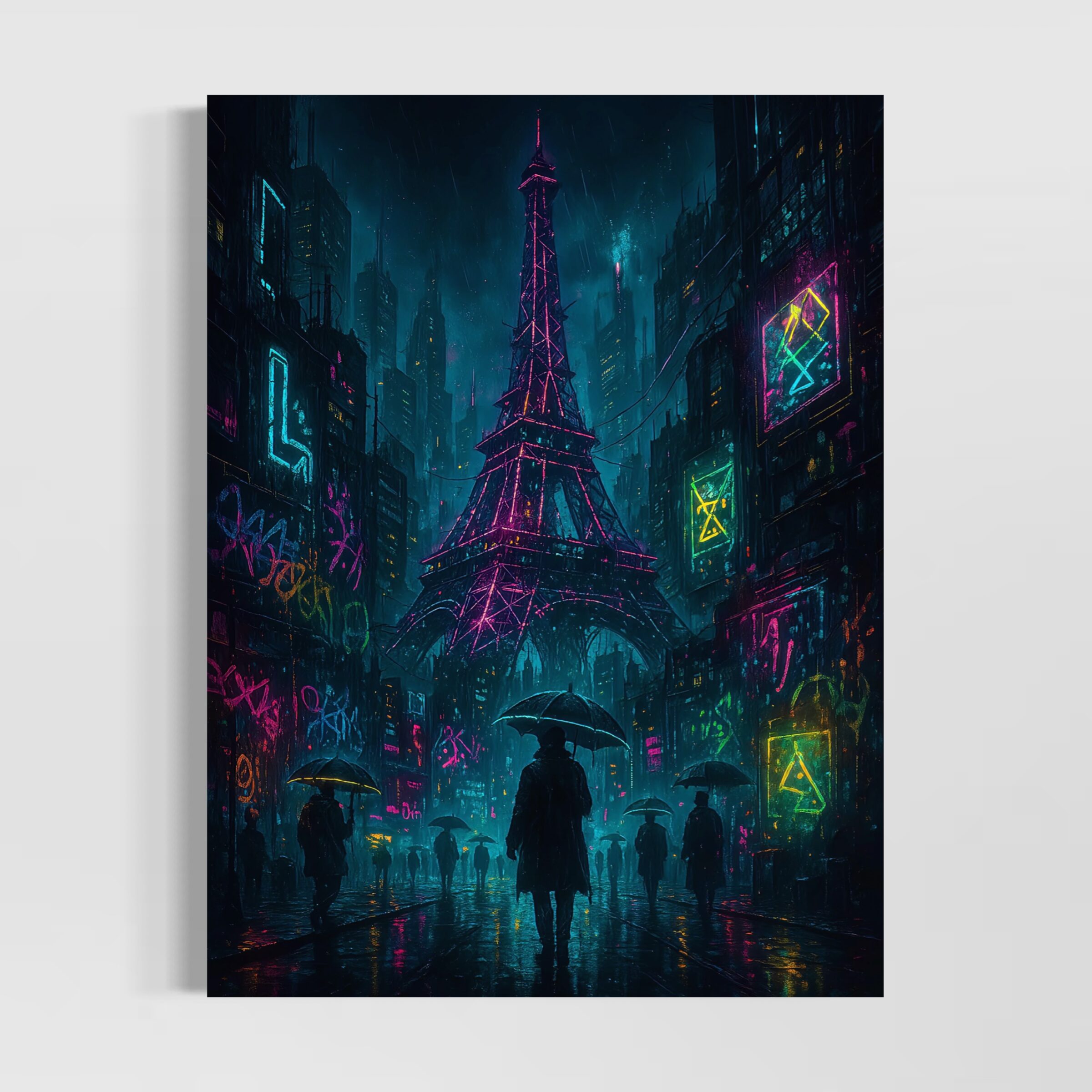 Tableau Tour Eiffel Cyberpunk – Cyber Paris tableau tour eiffel cyberpunk cyber paris néon futuriste spektra