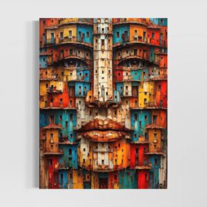 Accueil tableau visage architecture urbaine pop art art contemporain décoration murale moderne