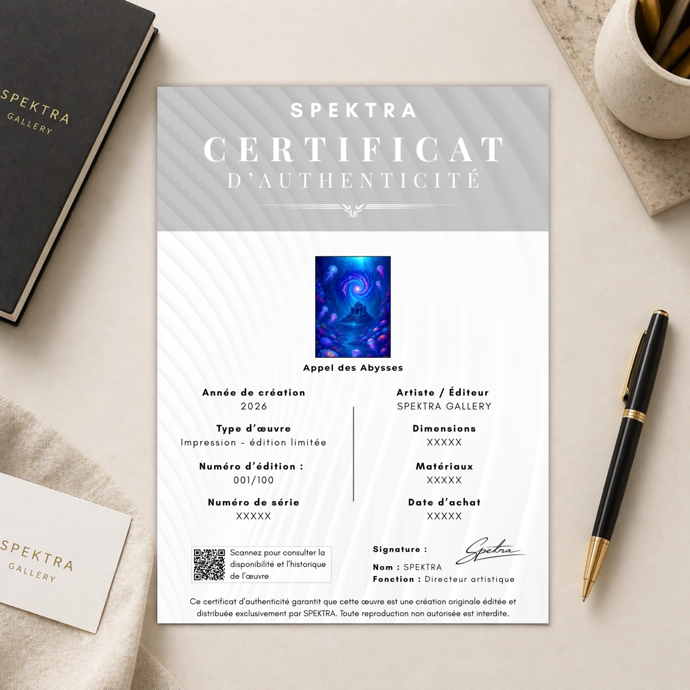 Tableau Monde Sous-Marin Appel des Abysses – Océan Fantastique | SPEKTRA Certificat d’authenticité SPEKTRA du tableau Appel des Abysses édition limitée numérotée