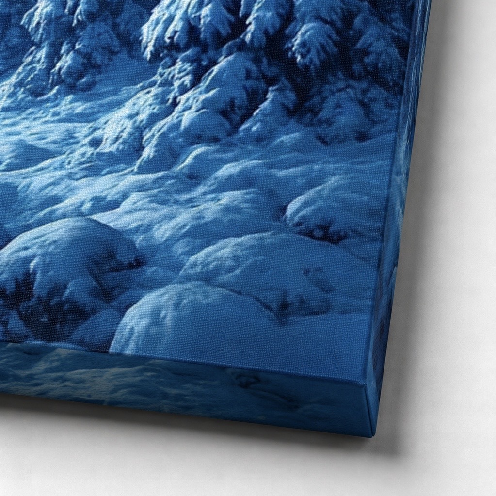 Détail du tableau Le Souffle du Nord montrant la texture de la toile premium et la qualité d'impression haute définition du paysage nordique