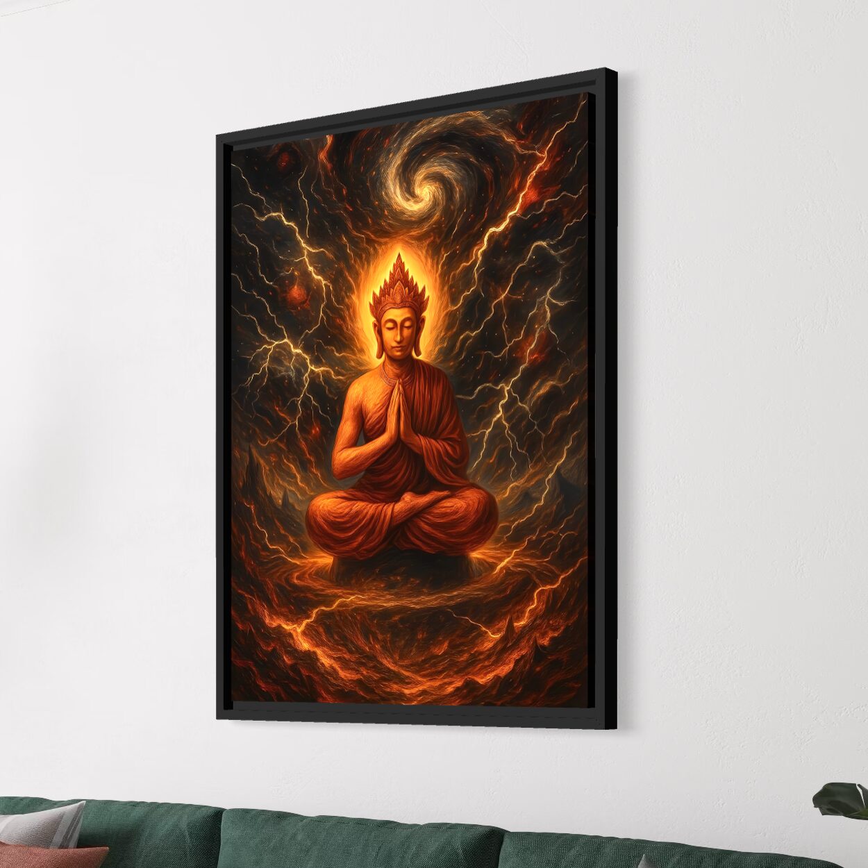 Tableau Volonté Divine – Bouddha Spirituel et Énergie Sacrée tableau-bouddha-spirituel-volonte-divine-energie-flamboyante-foudre-sacree
