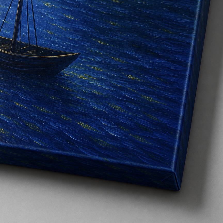 Tableau Éveil Céleste – Bouddha Zen et Nuit Étoilée Détail du tableau Éveil Céleste montrant la qualité d’impression sur toile et les finitions premium du canvas