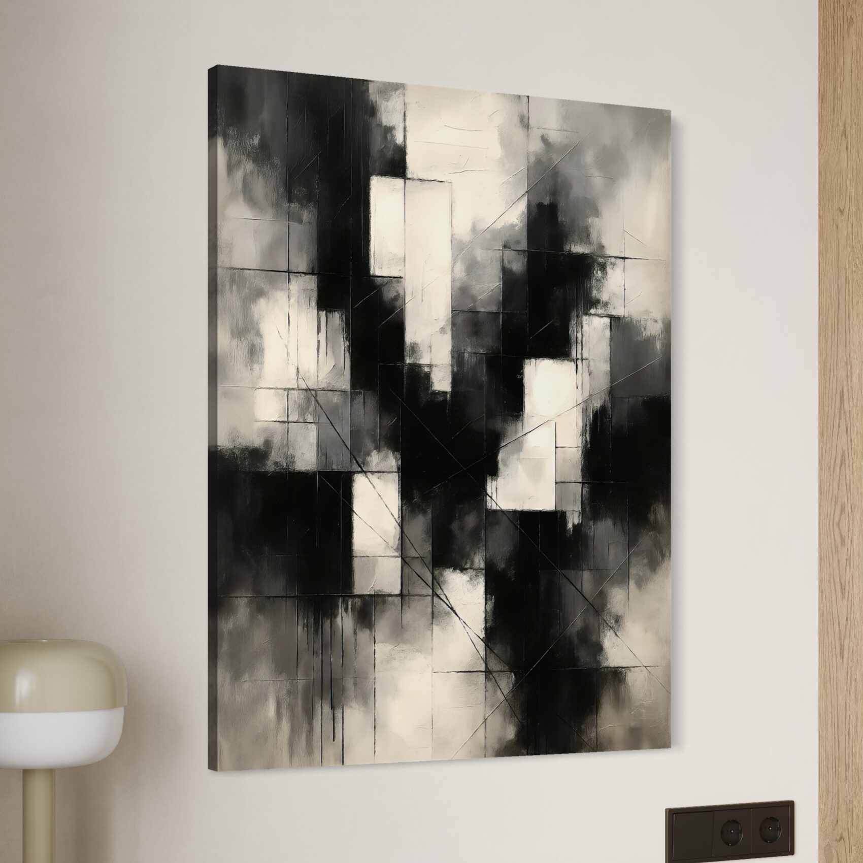 Tableau Équilibre Abstrait – Art Abstrait Contemporain Premium tableau équilibre abstrait noir blanc minimaliste design contemporain spektra