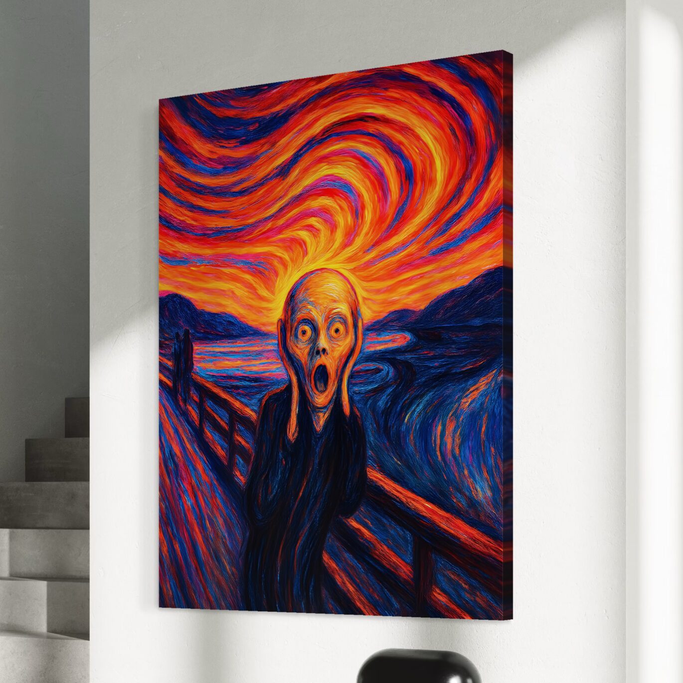 Le Cri de l’Âme – Tableau Expressionniste Contemporain | SPEKTRA Vue latérale de la toile Le Cri de l’Âme montrant l’impression canvas et les bords imprimés de l’œuvre expressionniste