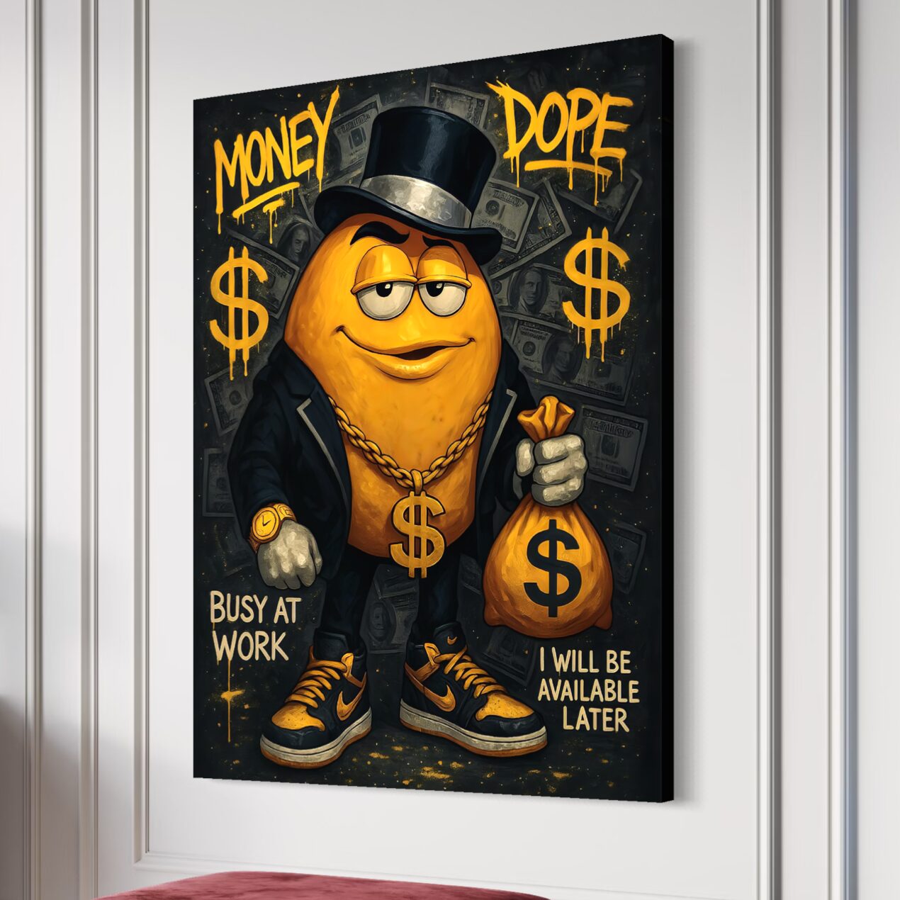 Tableau Mentalité Millionnaire – Pop Art Luxe Business vue tableau mentalite millionnaire pop art business entrepreneur luxe spektra