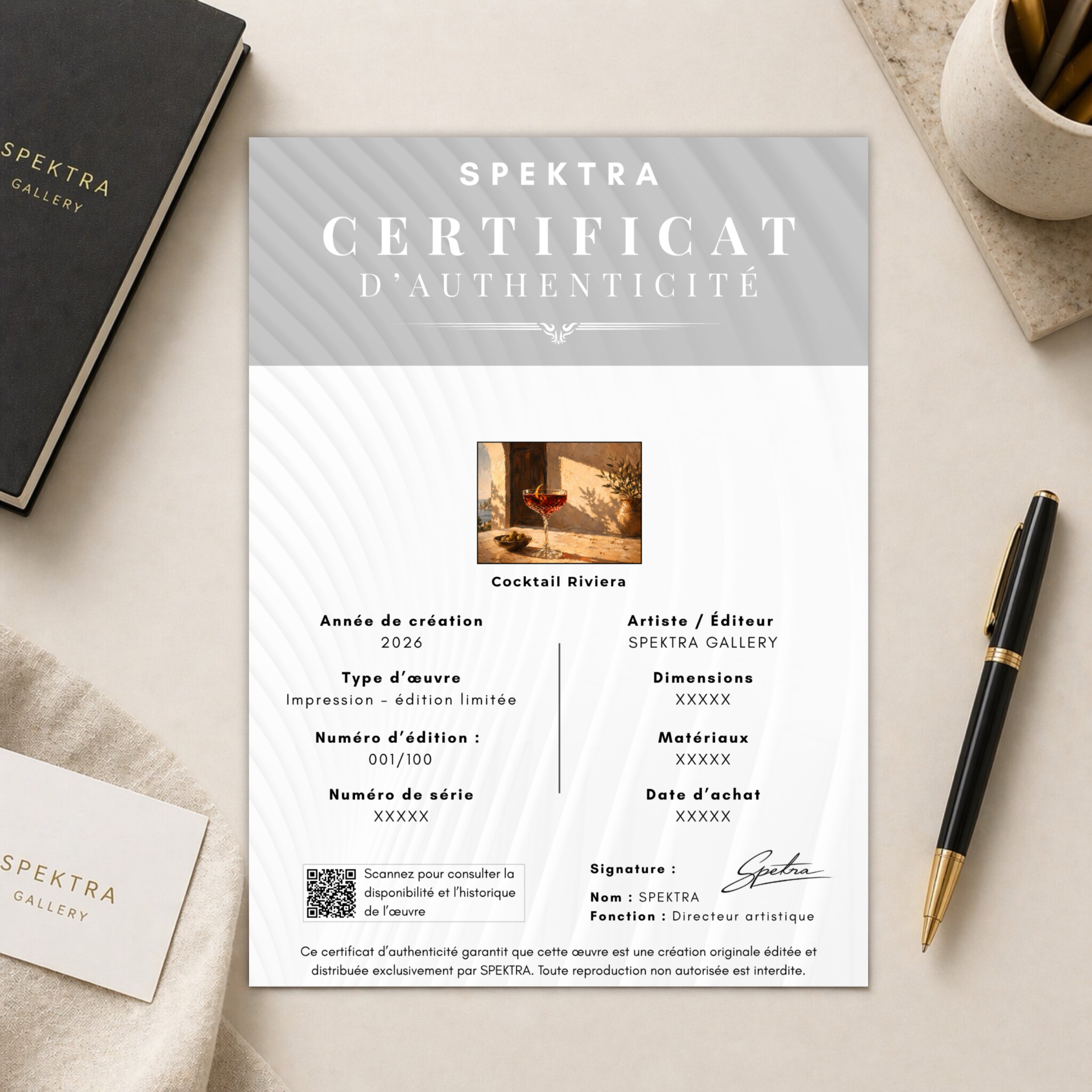 Cocktail Riviera – Tableau méditerranéen Certificat d’authenticité SPEKTRA de l’œuvre Cocktail Riviera
